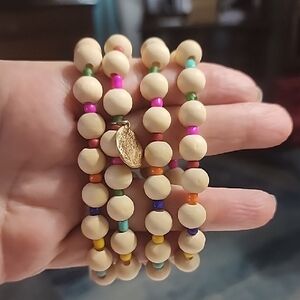 Garden Party Colorful Wooden Beaded Stretch Bracelet Set